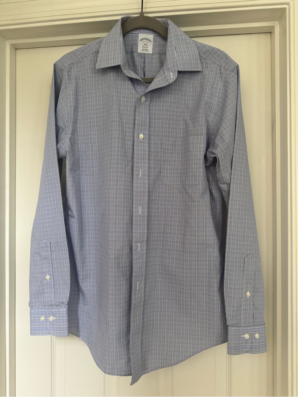 Brooks Brothers Blue and White Micro-Check Dress Shirt